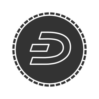 Dashcoin glif simgesi. Siluet simge. Çizgi. Cryptocurrency. Madencilik. Negatif alan. İzole vektör çizim