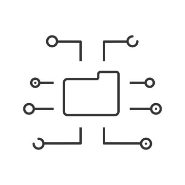 Dijital veri depolama doğrusal simgesi. İnce hat illüstrasyon. Arşiv. Klasör. Kontur sembolü. Çizim vektör izole anahat