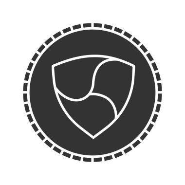 Nem sikke glif simgesi. Siluet simge. Cryptocurrency. Madencilik. Negatif alan. İzole vektör çizim