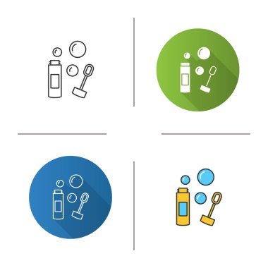 Kabarcık üfleyici simgesi. Tasarım, doğrusal düz ve stilleri renk. İzole vektör çizim