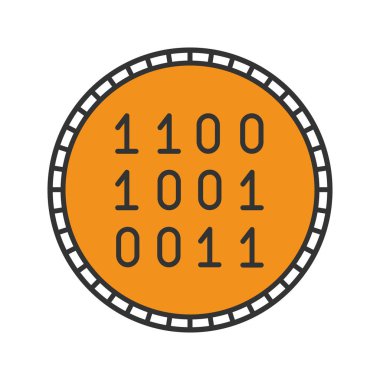 İkili kod renk simgesi ile para. Dijital teknoloji. E-para. Güvenli ödeme. İzole vektör çizim