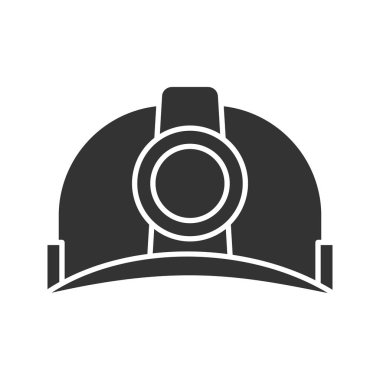 Endüstriyel emniyet kask glif simgesi. Siluet simge. Sabit şapka. Negatif alan. İzole vektör çizim