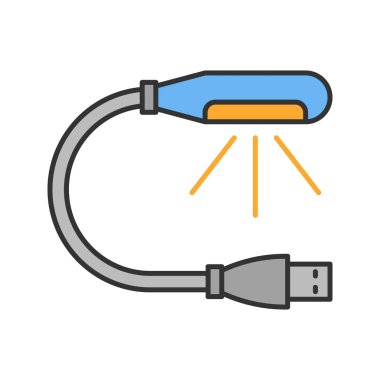 USB lamba renk simgesi. Bilgisayar lamba. İzole vektör çizim