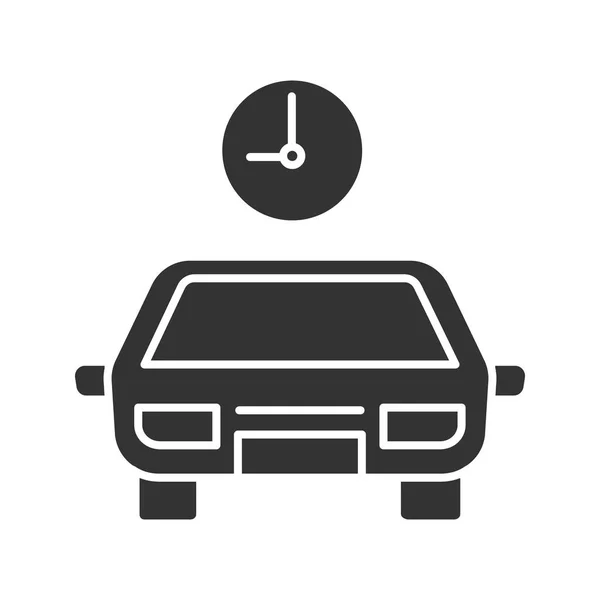 Carro Com Ícone Glifo Relógio Símbolo Silhueta Táxi Tempo Espaço —  Vetores de Stock