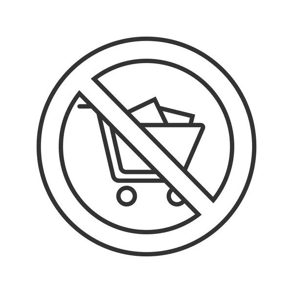 Verbotsschild Mit Linearem Warenkorb Symbol Schmalspur Illustration Kein Einkaufswagen Verbot — Stockvektor