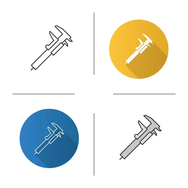 Gauge Diapictogram Plat Ontwerp Lineaire Kleur Stijlen Schuifmaat Gemeten Geïsoleerde — Stockvector