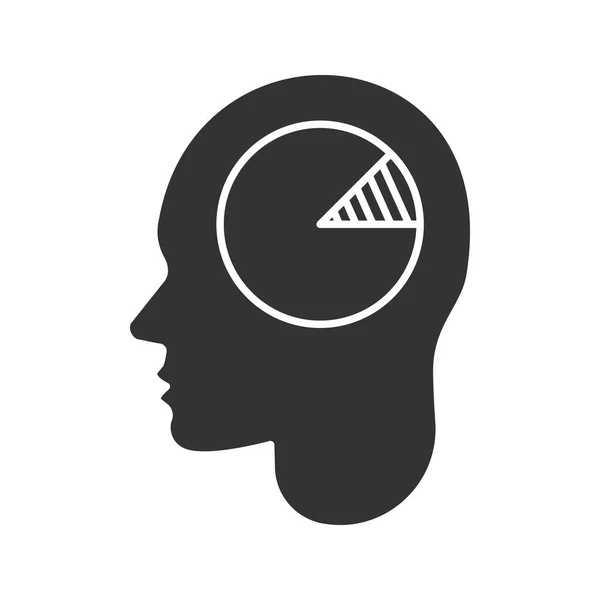 Human Head Chart Glyph Icon Analytical Mind Silhouette Symbol Economist — Stock Vector