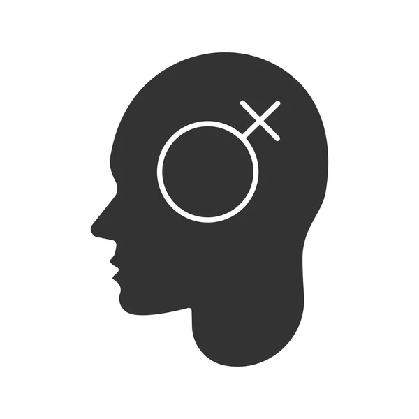 Głowa Kobiece Symbolem Wewnątrz Glifów Ikona Przemyślenia Temat Kobiet Sylwetka — Wektor stockowy