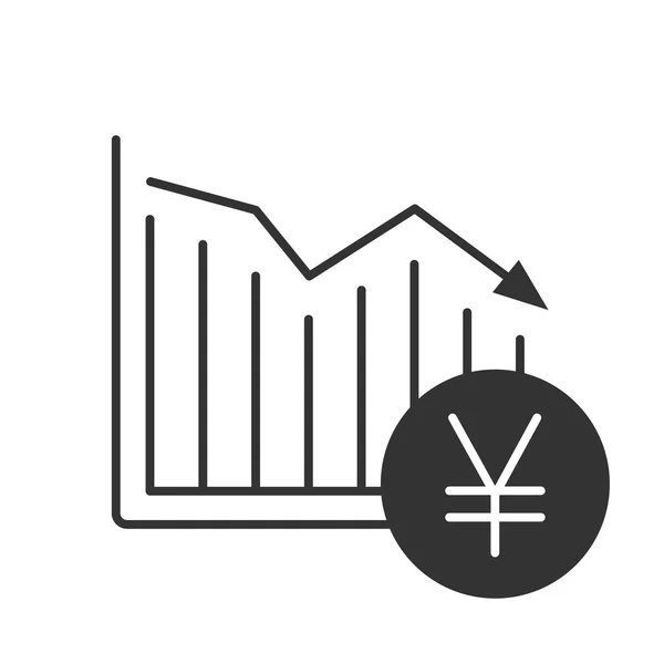 Ícone Glifo Queda Taxa Iene Diagrama Estatísticas Com Sinal Moeda —  Vetores de Stock