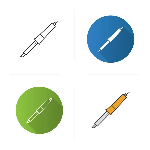Ikona Lutownicy Płaska Konstrukcja Liniowe Kolor Style Solderer Ilustracje Wektorowe — Wektor stockowy