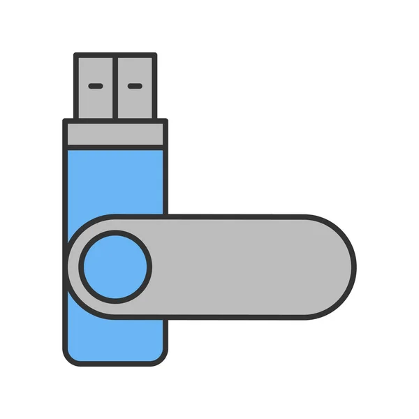 Usb Icono Color Unidad Flash Memoria Ilustración Vectorial Aislada — Vector de stock