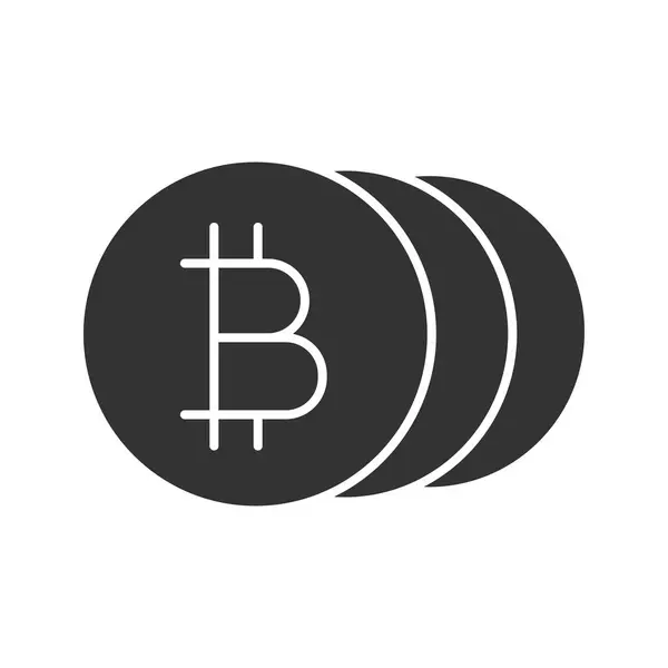 Icône Glyphe Bitcoins Symbole Silhouette Crypto Monnaie Espace Négatif Illustration — Image vectorielle