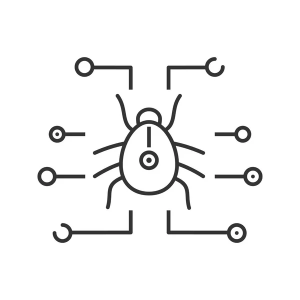 Цифровой Вирусный Значок Тонкая Линия Иллюстрации Кибератака Кибербезопасность Контурный Символ — стоковый вектор