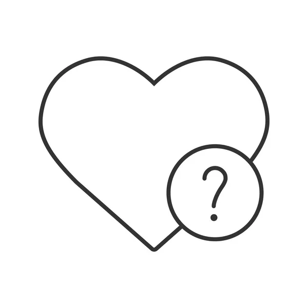 Herz Mit Fragezeichen Lineares Symbol Schmalspur Illustration Kontursymbol Handy App — Stockvektor
