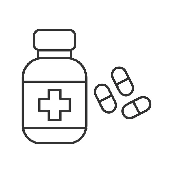 Pillen Fles Lineaire Pictogram Geneesmiddelen Illustratie Van Dunne Lijn Drugs — Stockvector