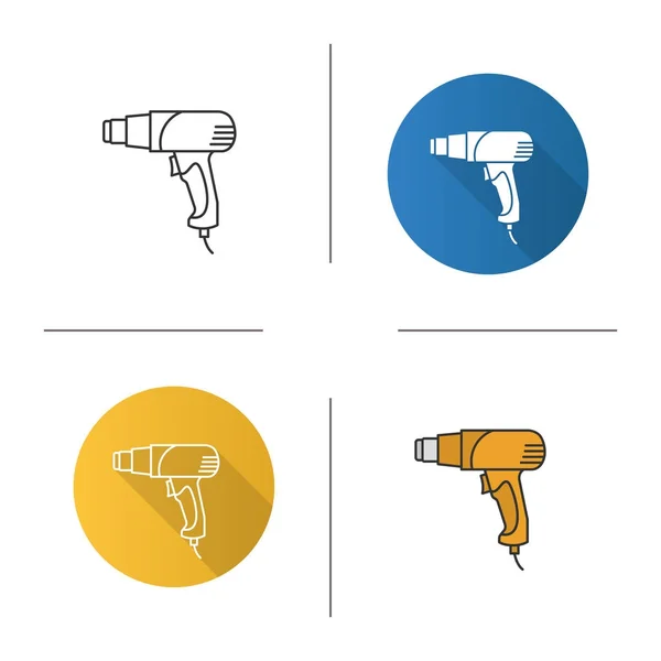 Heat gun icon. Flat design, linear and color styles. Hot air gun. Isolated vector illustrations — Stock Illustration Heat Gun Icon Flat Design Linear Color Styles Hot Air Vector Graphics