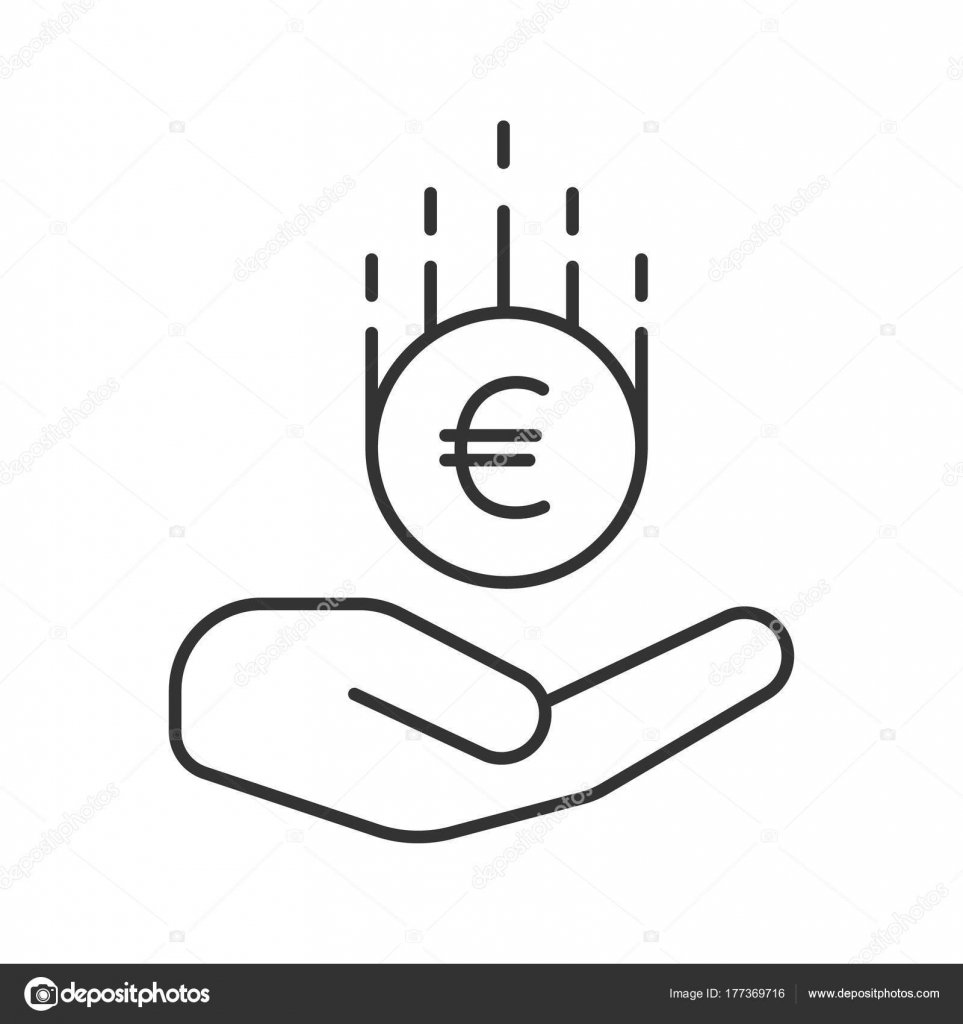 Open Hand Euro Linear Icon European Union Currency Thin Line - 