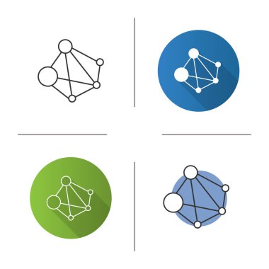 Küresel ağ kutsal kişilerin resmi. Tasarım, doğrusal düz ve stilleri renk. Blockchain. Küresel cryptocurrency. İzole vektör çizimler