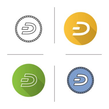 Dashcoin simgesi. Tasarım, doğrusal düz ve stilleri renk. Çizgi. Cryptocurrency. Madencilik. İzole vektör çizimler