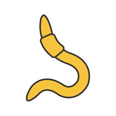 Solucan renk simgesi. Canlı yem Balık tutma. İzole vektör çizim