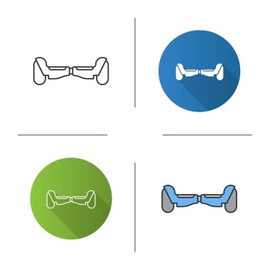 Gyroscooter simgesi. Tasarım, doğrusal düz ve stilleri renk. Hoverboard. İzole vektör çizimler
