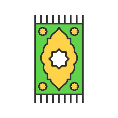 Mat renkli simge dua. İslam kültürü. Halı. İzole vektör çizim