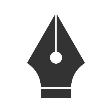 Dolma kalem ucu glif simgesi. Siluet simge. Bilgisayar kalem aracı. Negatif alan. İzole vektör çizim