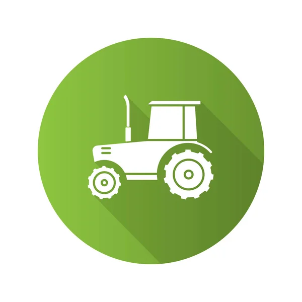 Traktor Lapos Kivitel Hosszú Árnyék Karakterjel Ikonra Mezőgazdasági Szállítás Sziluettjét — Stock Vector