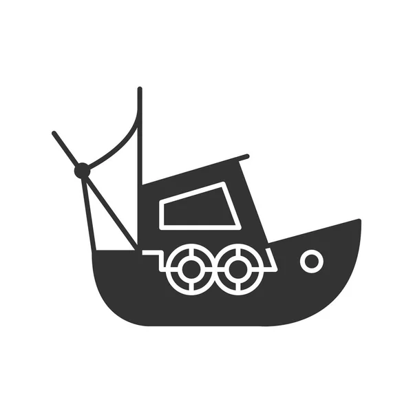 Fischerboot Glyphen Symbol Coble Jacht Silhouette Symbol Negativer Raum Vektor — Stockvektor