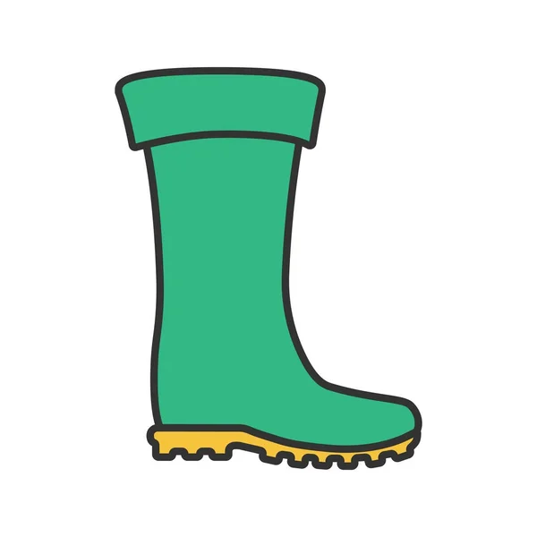 Rubber Boot Color Icon Waterproof Shoe Isolated Vector Illustration — Stock Vector