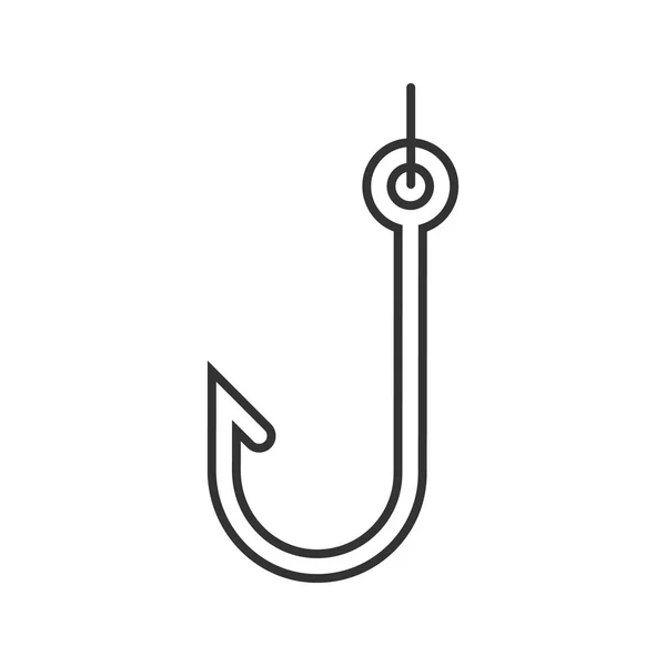 Crochet Icône Linéaire Illustration Fine Hameçon Matériel Pêche Symbole Contour — Image vectorielle