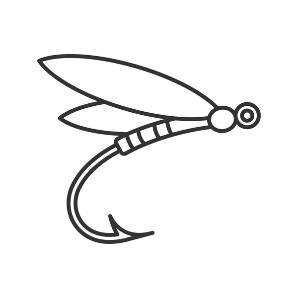 Fliegenfischen Lineares Symbol Schmalspur Illustration Insektenköder Libellenköder Kontursymbol Vektor Isolierte — Stockvektor