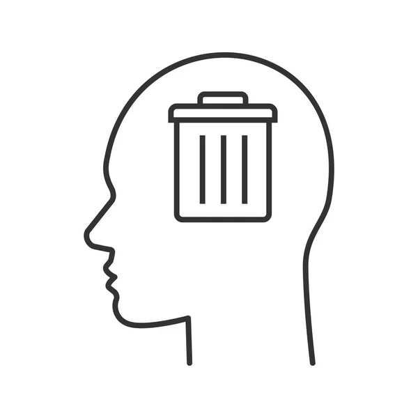 Mülleimer Menschlichen Kopf Lineares Symbol Profil Löschen Schmalspur Illustration Chaos — Stockvektor