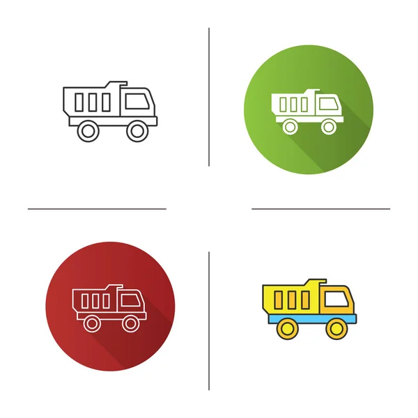 Εικονίδιο Φορτηγό Παιχνίδι Επίπεδη Σχεδίαση Γραμμική Και Χρώμα Στυλ Φορτηγό — Διανυσματικό Αρχείο