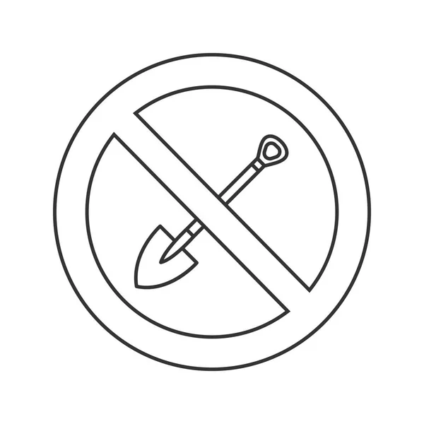 Forbidden Sign Shovel Linear Icon Thin Line Illustration Digging Prohibition — Stock Vector
