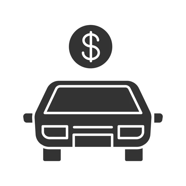 Coche Con Símbolo Del Dólar Icono Del Glifo Símbolo Silueta — Vector de stock