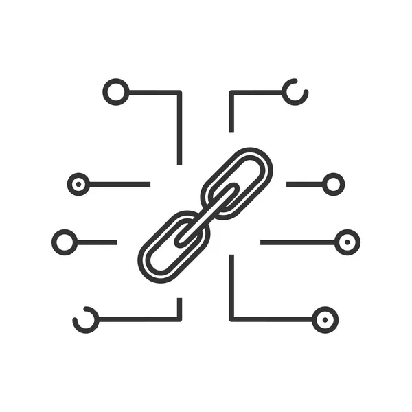 Ikona Spojení Lineární Blockchain Tenká Linie Obrázku Připojení Obrysu Symbolu — Stockový vektor