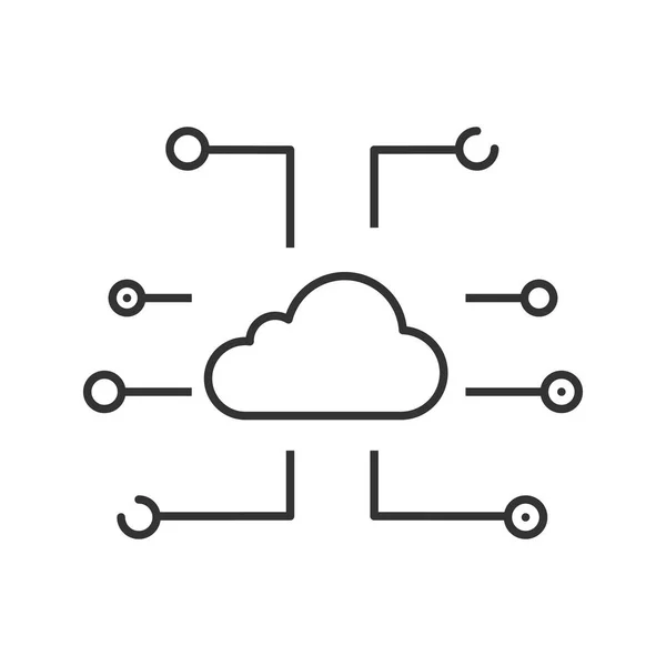 Cloud data storage linear icon. Thin line illustration. Webstorage. Cloud computing. Contour symbol. Vector isolated outline drawing