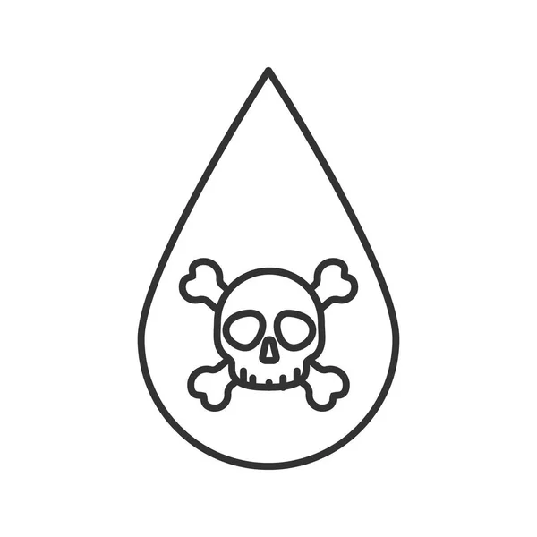 どくろ線形アイコンの液滴 技術と非飲用水 細い線の図 等高線記号を毒します ベクトル分離外形図 — ストックベクタ