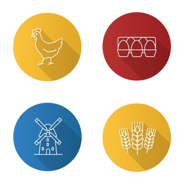 Tarım düz Icons set
