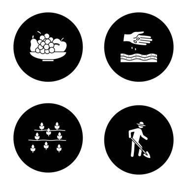 Tarım glif Icons set