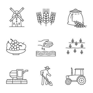 Tarım doğrusal Icons set