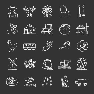 Tarım tebeşir Icons set