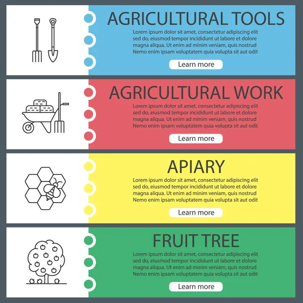 Set di modelli di banner web per agricoltura — Vettoriale Stock