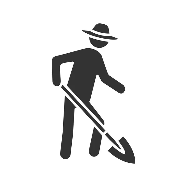 Jordbrukare som arbetar med spade glyph ikon — Stock vektor