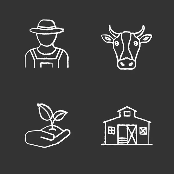 Conjunto de ícones de giz agricultura —  Vetores de Stock