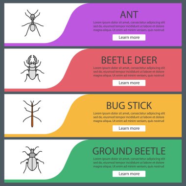 Insects web banner templates set clipart
