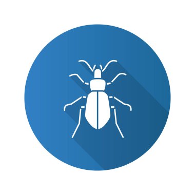 Zemin böceği düz tasarım uzun gölge glif simgesi