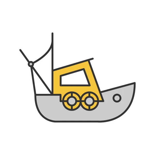 Fischerboot Farbe Symbol — Stockvektor