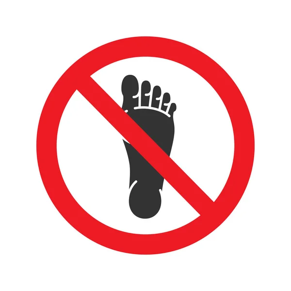 Signo prohibido con pie desnudo — Vector de stock